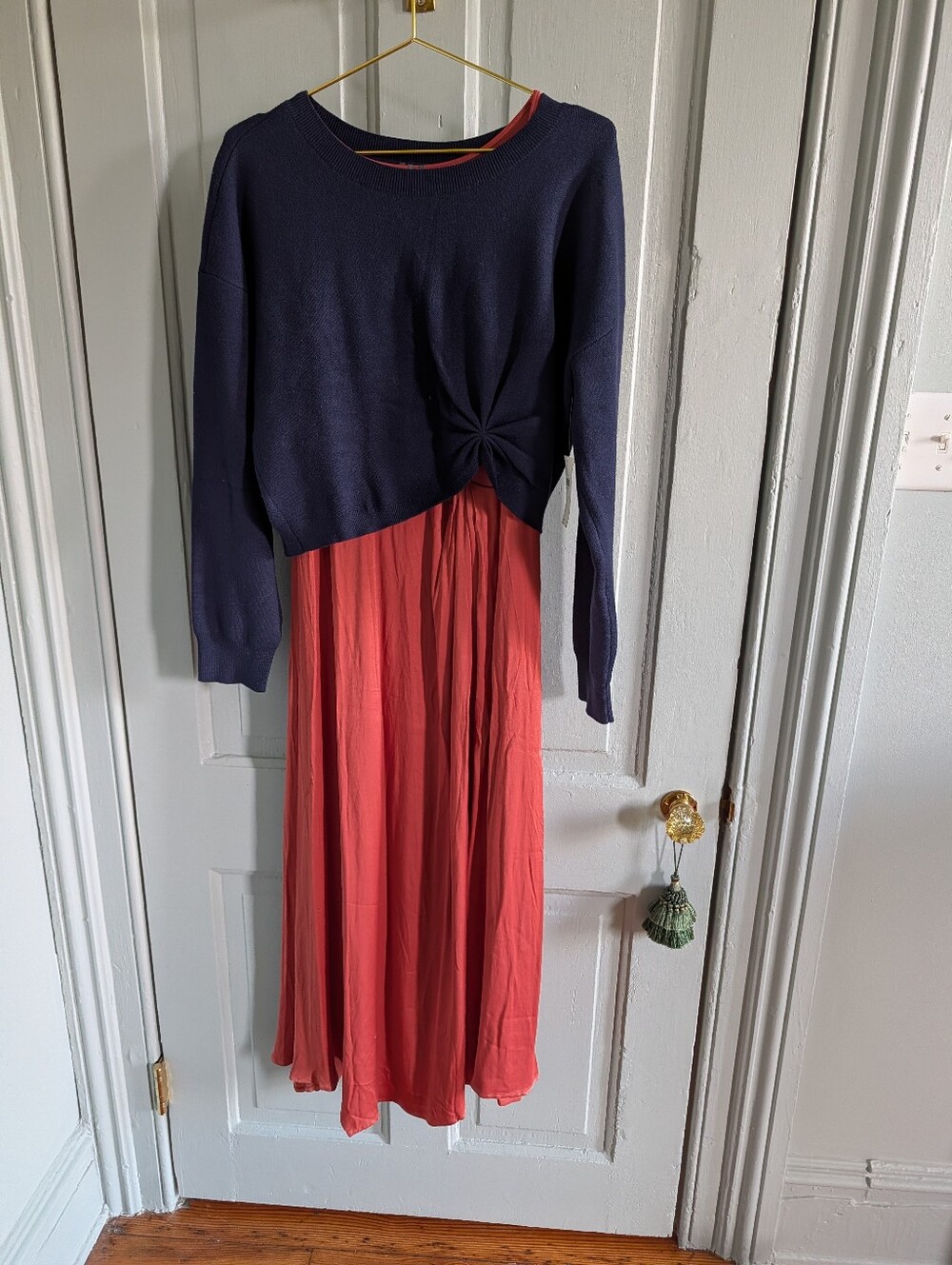 NWT Anthropologie Gemini Dress - Terracotta And Navy